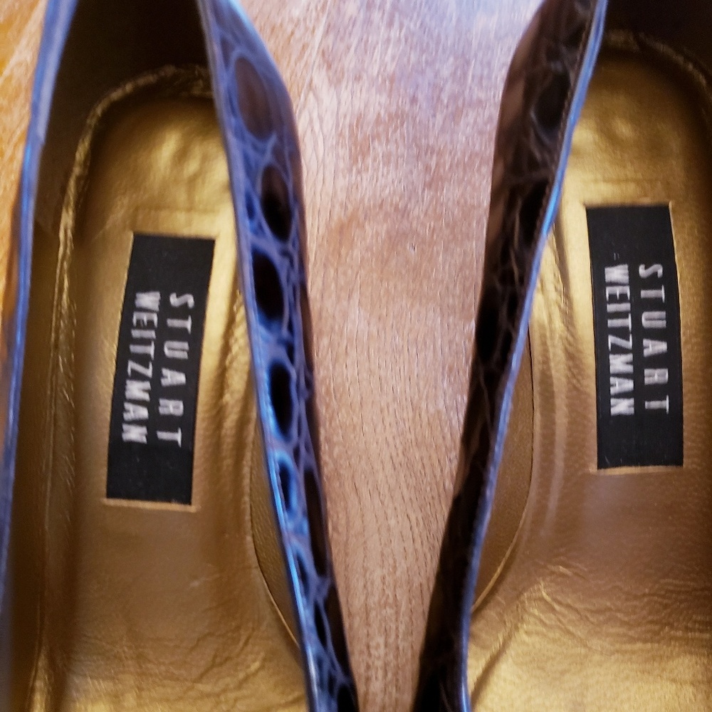 Stuart Weitzman Crocodile Block Heel Pumps - image 6